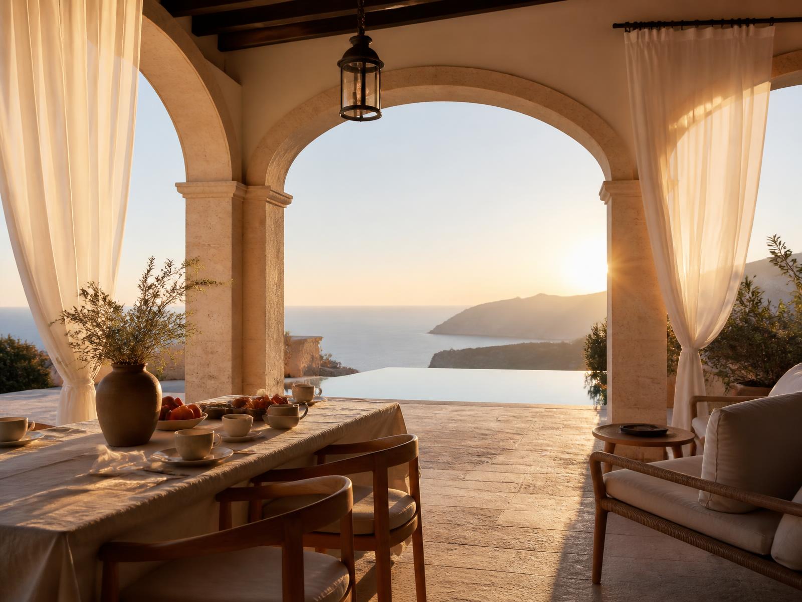 Private terrace with sea view and lemon trees in Southern Italy